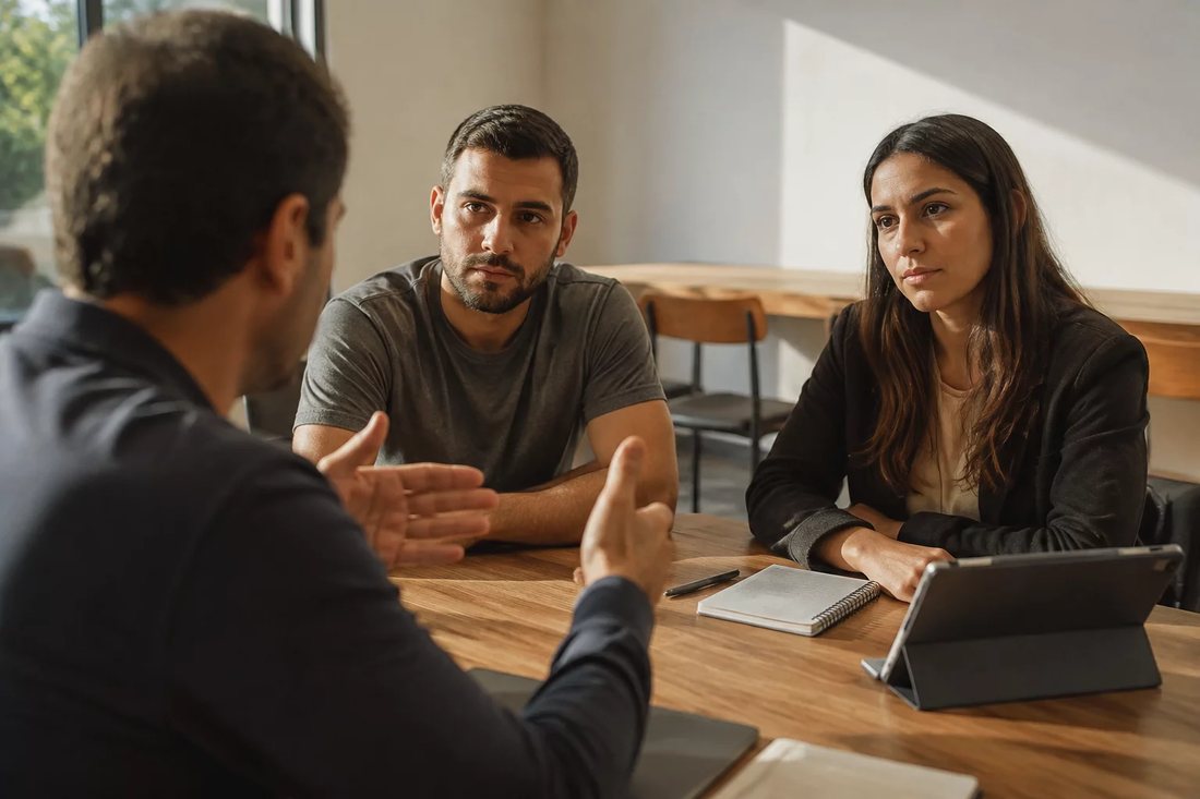 Participante falando de pé enquanto o restante da turma acompanha sentado